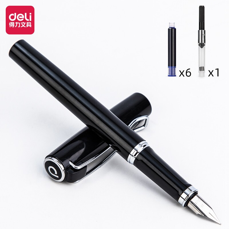 得力(deli)EF明尖學(xué)生鋼筆練字套裝 中小學(xué)生墨水筆 附描紅本